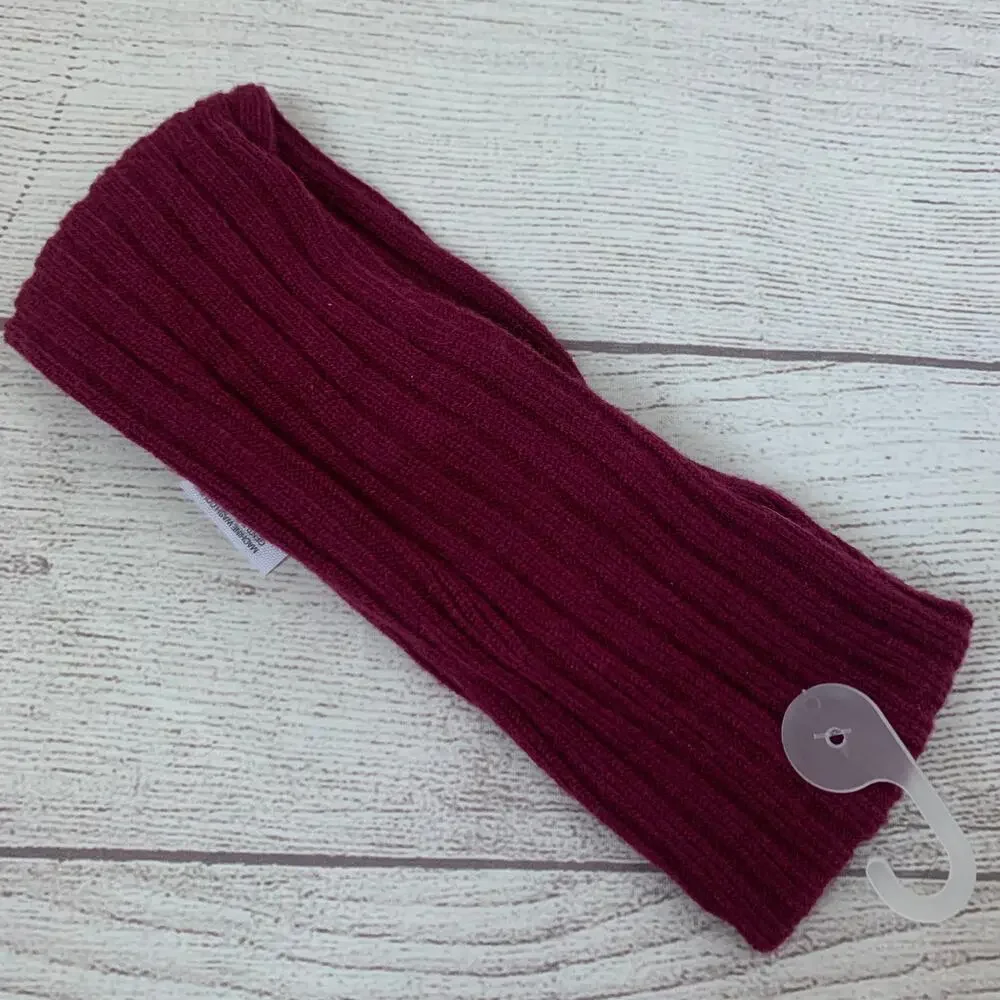 Time and Tru Burgundy Knit Headband Ear Warmer Winter Twisted Bow One Size